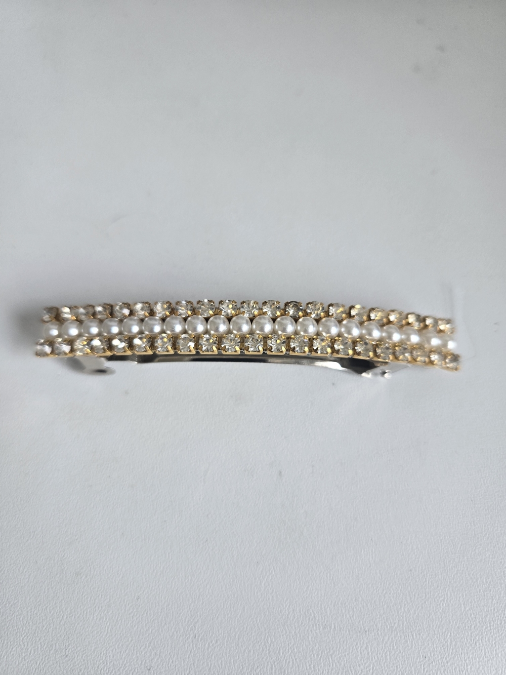 Elegant Pearl & Rhinestone Gold Hair Clip - Picture 2 of 3
